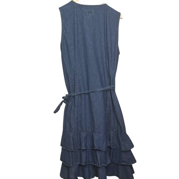 Ralph Lauren Jeans Company Size XL Denim True Wrap Dress Ruffle Tulip Hem - Picture 5 of 7